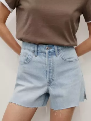 Andy Frayed Hem Cotton Denim Shorts