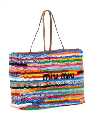 Striped Crochet Tote Bag