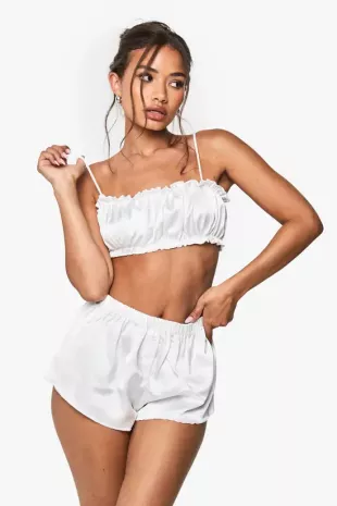 Bridal Satin Frill Pyjama Shorts
