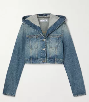 Cropped Hooded Denim Jacket