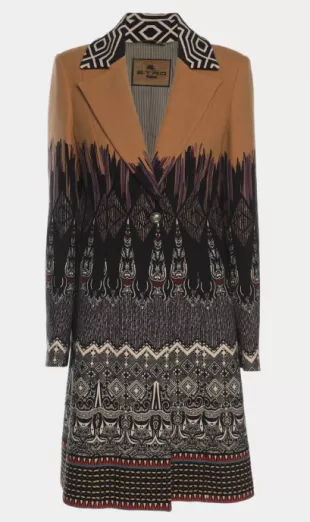 Multicolor Printed Wool Coat