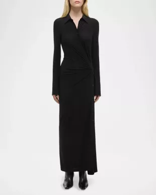Twisted Long Sleeve Shirtdress