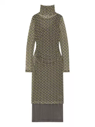 Green Transparent Mesh Midi Dress