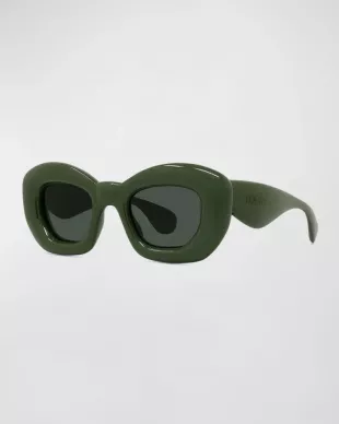 Inflated Green Acetate Butterfly Sunglasses