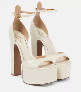 Tan Go 155 Patent Leather Platform Sandals