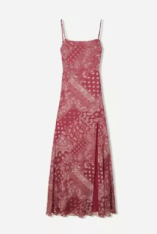 Printed Tulle Midi Dress