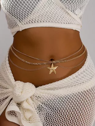 1 Pc Summer Starfish Decor Waist Chain