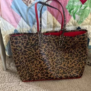 Cabata Large Leopard Print Leather Tote Bag