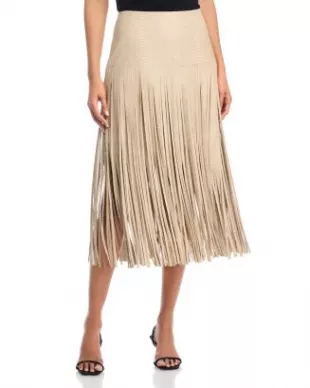 Parker Leather Fringe Skirt