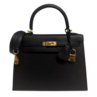 Black Leather Small Kelly Bag