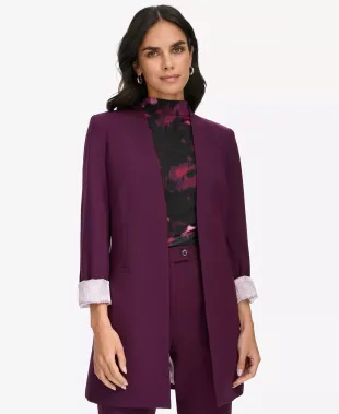 Roll Sleeve Open Front Blazer
