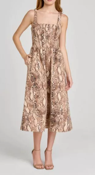 Savanna Snakeskin Print A-Line Dress