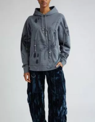 Arc Floral Cotton Fleece Graphic Hoodie