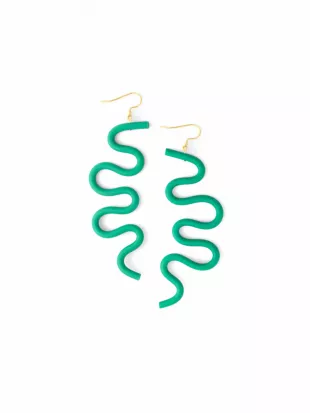 Small Tube Squiggles Dangly Earrings