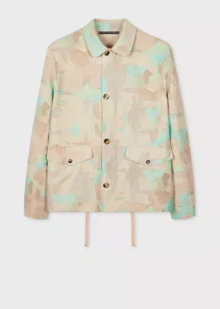 Cotton-Linen 'Photomontage' Print Field Jacket