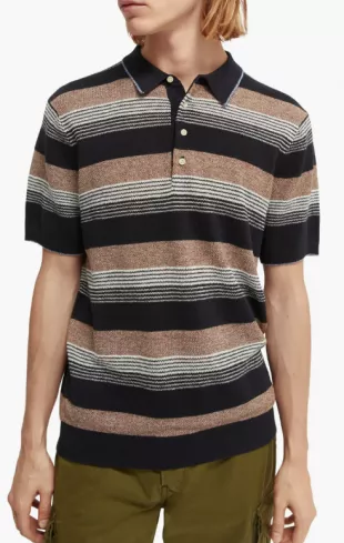 Stripe Linen Blend Polo Shirt