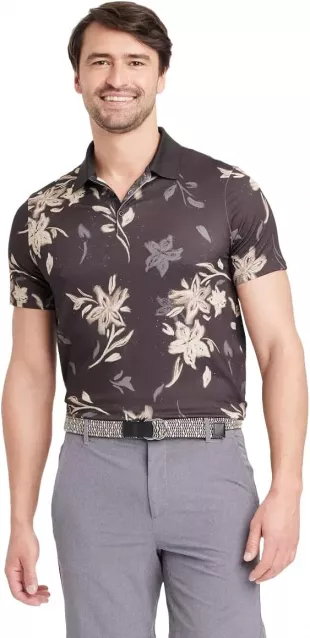 Men's Floral Print Textured Polo Shirt
