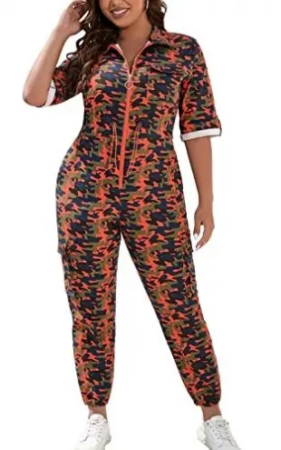 Casual Camouflage Long Jumpsuits