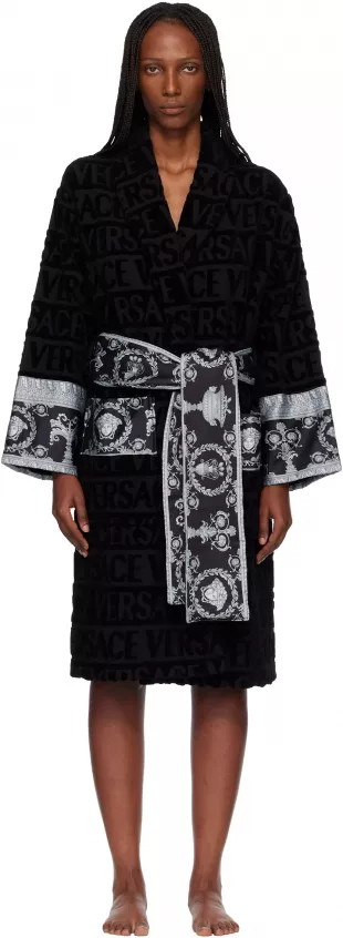 Black I Heart Baroque Bathrobe