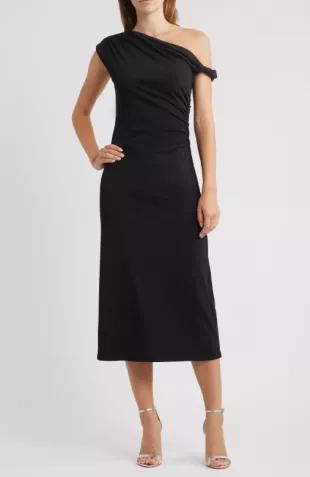 Tara One Shoulder Cocktail Midi Dress
