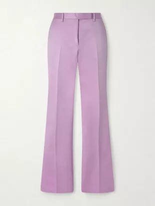 Cotton and Silk-blend Duchesse Satin Straight-leg Pants