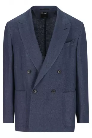 Green Double Breasted Linen Blazer