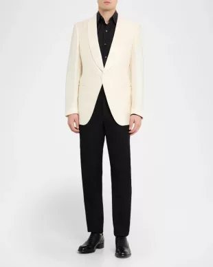 Shawl-Lapel Grosgrain Jacquard Evening Jacket