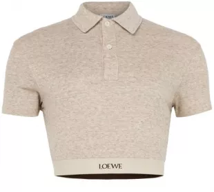 Cropped Silk and Cotton Polo Shirt