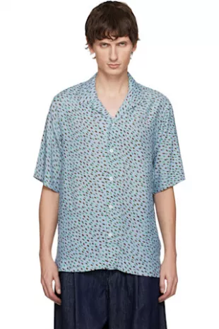 Blue 'Screen Dance' Print Short-Sleeve Shirt