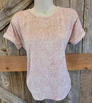 Pink White Paisley