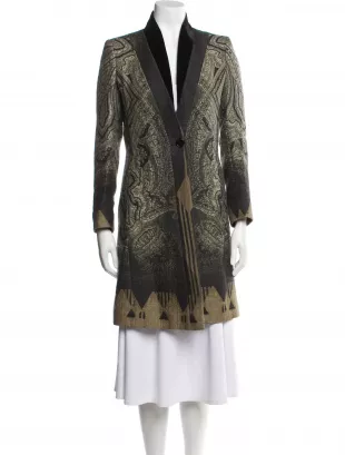 Wool Paisley Print Coat