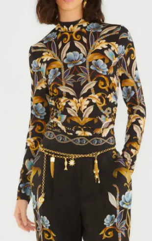 FARM Rio - Snake Garden Black Jersey Top