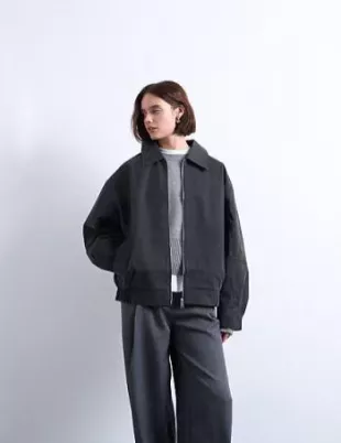 Faux Suede Super Oversized Quilted Lined Bomber Jacket