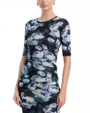 Bunch of Roses Gathered Mesh Top