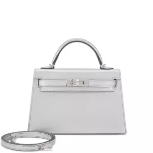 Limited Edition Gris Argenté Chèvre Chamkilight Metallic Mini Kelly II 20 Palladium Hardware, 2025