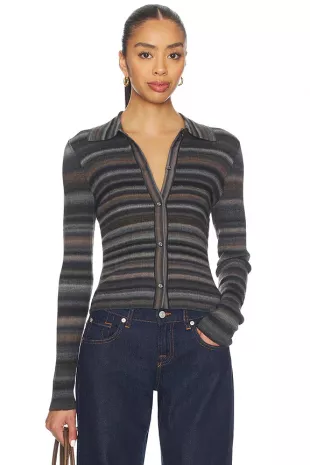 Ribbed Polo Cardi