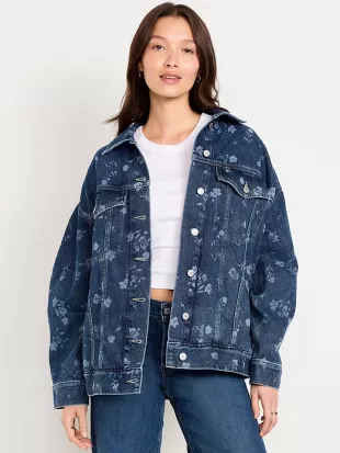 Floral Print Jean Trucker Jacket