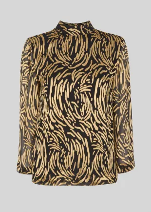 Gold Reed Devore Silk Mix Top