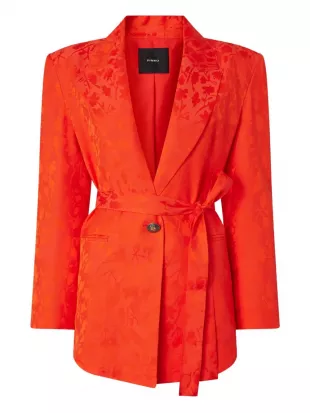 Floral-pattern Belted Blazer