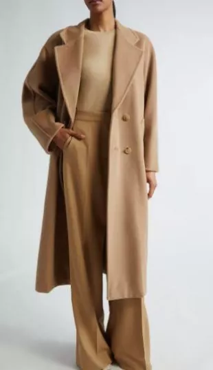 Madame Double Breasted Wool & Cashmere Belted Coat