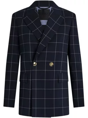Double-Breasted Check Blazer