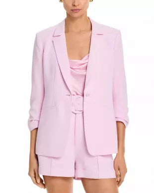 Khloe Ruched-Cuff Blazer in Soft Peony