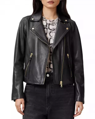 Dalby Slim Fit Leather Biker Jacket