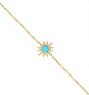 Blue Opal Sun Sterling Silver Bracelet