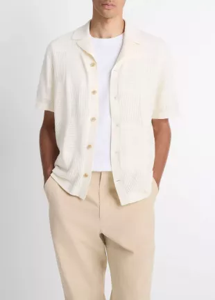 Patchwork Pointelle Short Sleeve Shirt