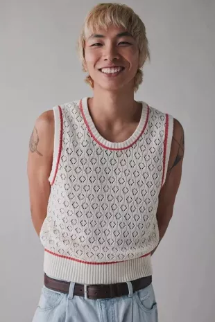 UO Brayden Pointelle Sweater Vest