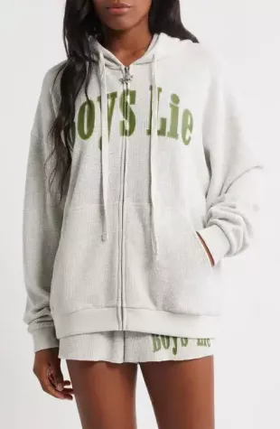Cream Textured Zip Up