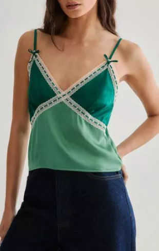 Lace Trim Satin Camisole