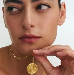 Tyra Initial Medallion Necklace with Diamond