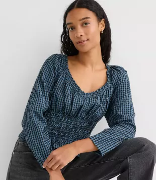 Gingham Smocked Ruffle Top